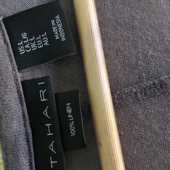 Tahari Linen long line Minimalist Boho Beachy Coastal Open Cardigan DusterLarge - Picture 8 of 8